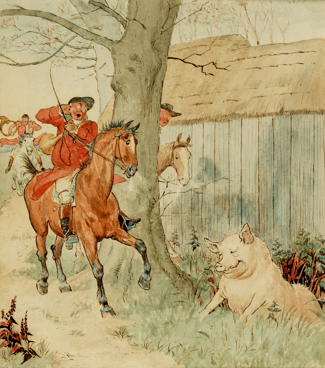 'One Said it was a Fat Pig'  (Illustration for 'The Three Jovial Huntsmen Picture Book No.5 publ. 1880)